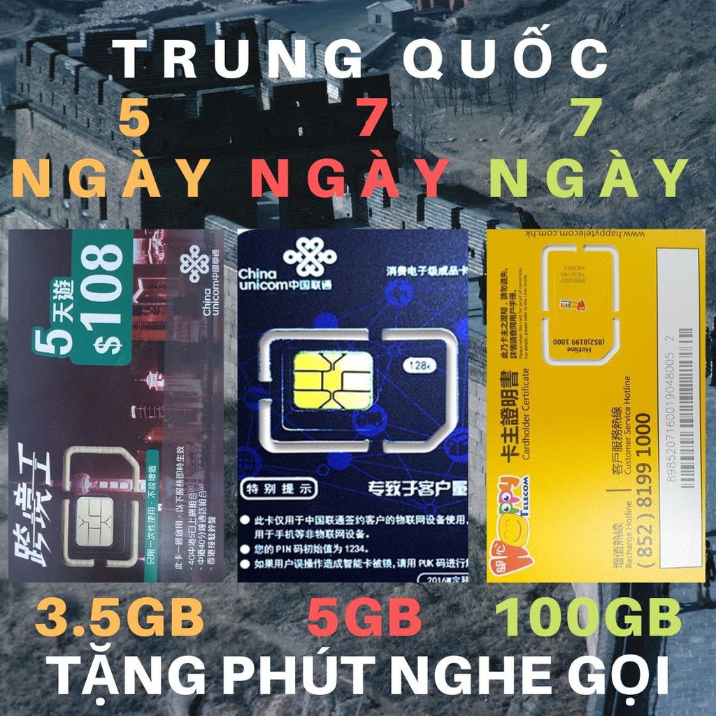 Sim Du Lịch Trung Quốc Tốc Độ Cao Tặng Phút Gọi Nội Địa