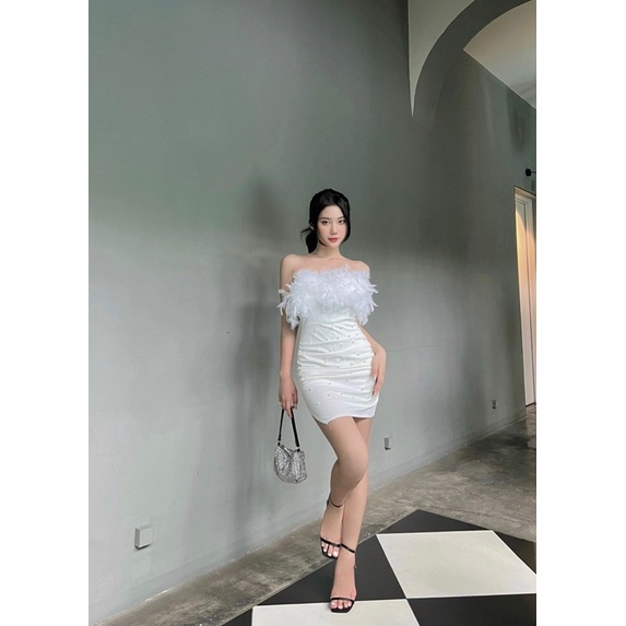 ĐẦM BODY CÚP NGỰC LÔNG VŨ KẾT NGỌC PHONG CÁCH THỜI TRANG QUYẾN RŨ CHO NỮ