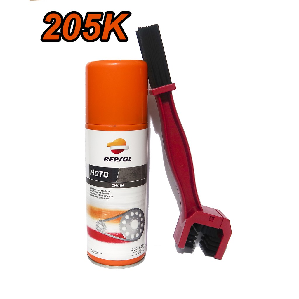 Combo 1 xịt sên Repsol và 1 bàn chải chà sên