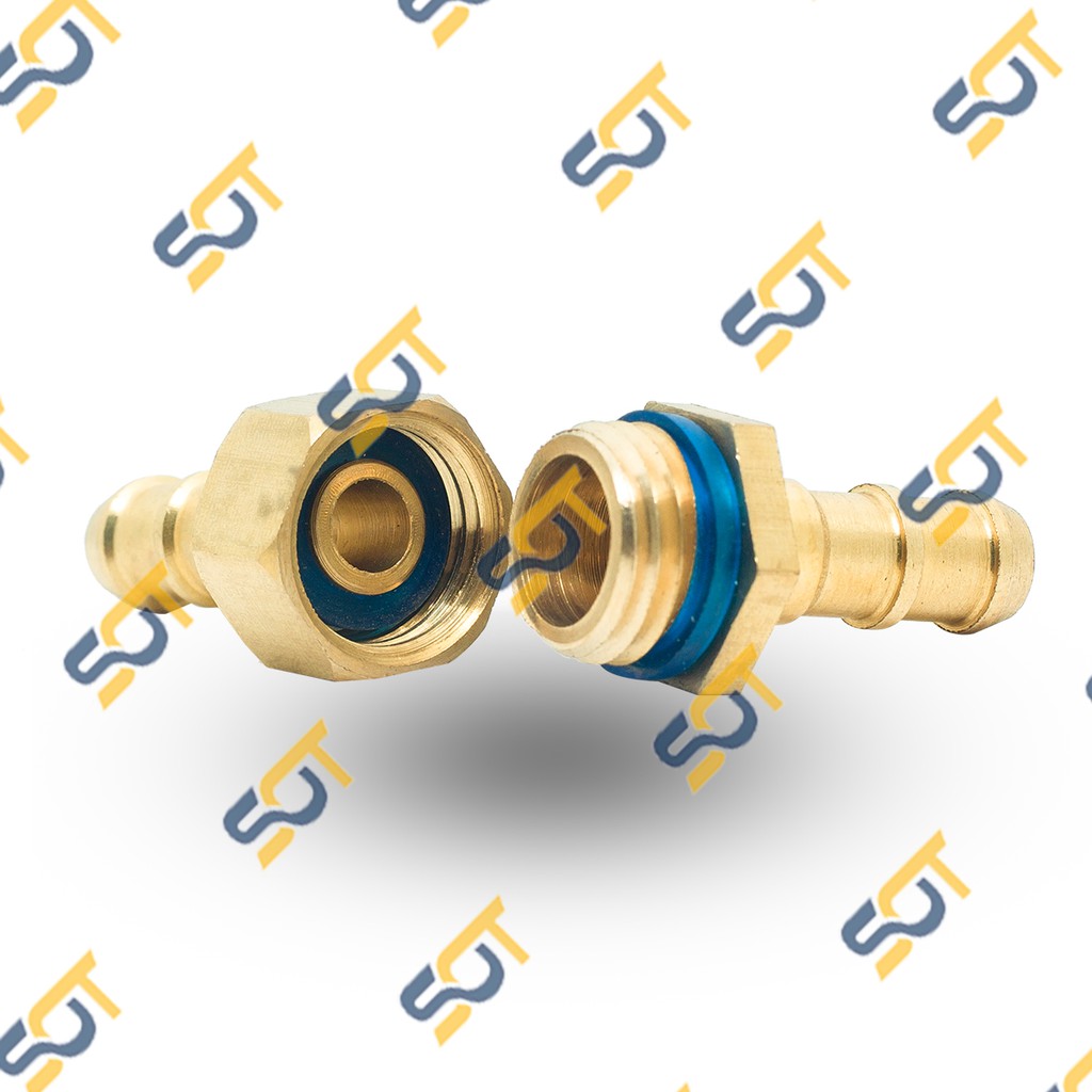 [RẮC CO NỐI ỐNG] Nối thẳng hai đầu đuôi chuột nối gắn cắm ống nhựa mềm PU có trục ren tháo lắp trong ngoài - Đồng thau