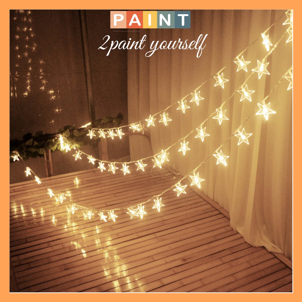Dây đèn LED trang trí phòng ngủ 40/20/10 bóng hình sao, đèn ngủ treo tường decor 2PAINT