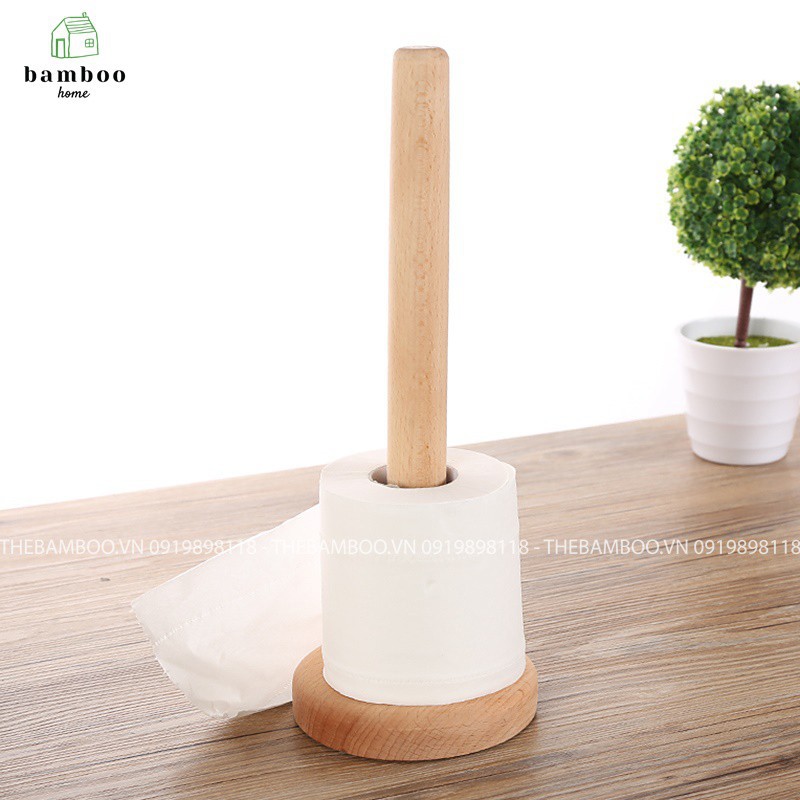 Giá đỡ cuộn giấy THE BAMBOO giá đỡ tròn bằng gỗ