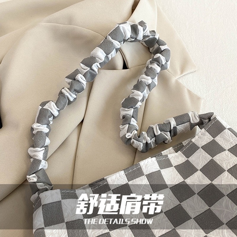 Túi Xách Đeo Vai Cỡ Lớn Họa Tiết Sọc Caro Phong Cách Retro Thời Trang Cho Nữ