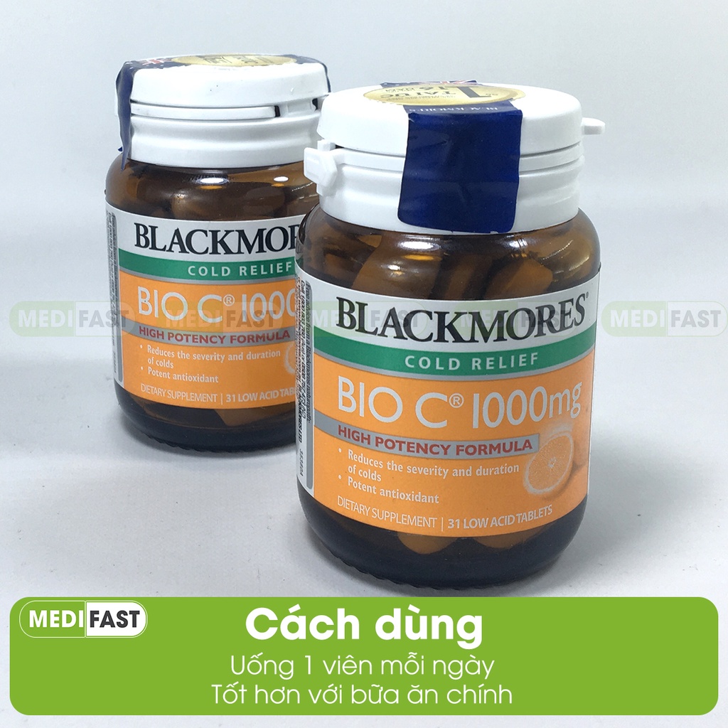 Vitamin C - Blackmores Bio C 1000mg - Lọ 31 viên bổ sung vtm C - Hàng nhập khẩu chính hãng.