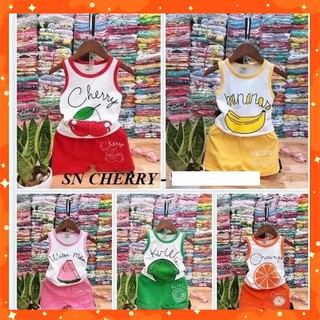 Hàng loại 1: set 5 bộ cherry sát nách, quần đùi cotton 2 chiều