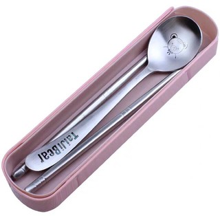 Bộ đũa thìa inox có hộp đựng lúa mạch