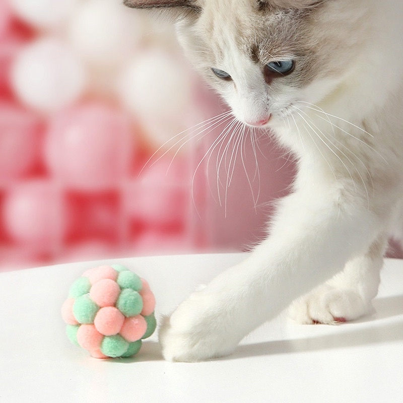 Bóng bông có chuông đồ chơi cho mèo  kích thích mèo vận động