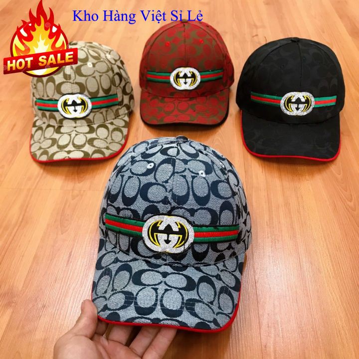 Nón Kết Dệt Thêu Logo Nổi GC ♥️FREESHIP♥️ Mũ Lưỡi Trai GC Viền Đỏ Tag Con Ong Thời Trang Nam Nữ Màu Xám Đen Đỏ Nude