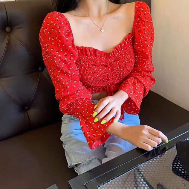 ÁO CROPTOP TRỄ VAI HOA NHÍ SIÊU BÁNH BÈO TUYẾT'S HOUSE B5-2-1