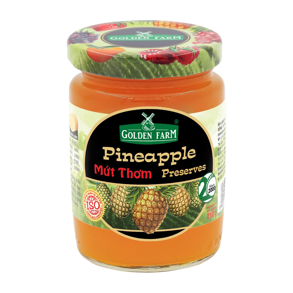 Mứt Thơm Pineapple Preserves GOLDEN FARM 210G - Dùng ăn kèm kem, sinh tố, bánh mì, sandwich, trà nóng
