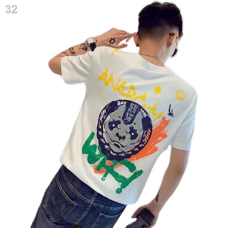 9Spiritual Boy In áo thun mỏng tay ngắn Quick Hand Reds Cùng phong cách Hợp thời trang Người đàn ông đẹp trai Xã hộ