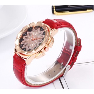 Đồng hồ nữ Quartz dây da mặt hình hoa