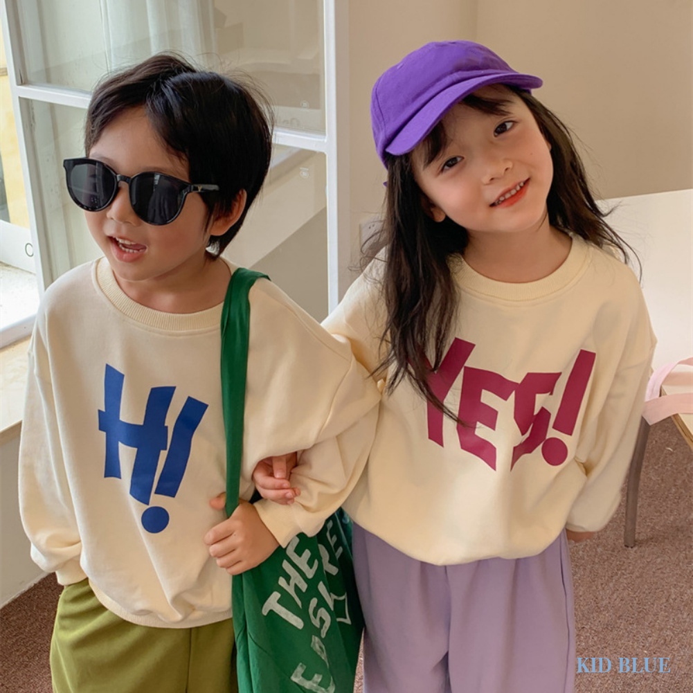 Áo Nỉ Tay Dài In Chữ Thời Trang Hàn Quốc Cho Bé