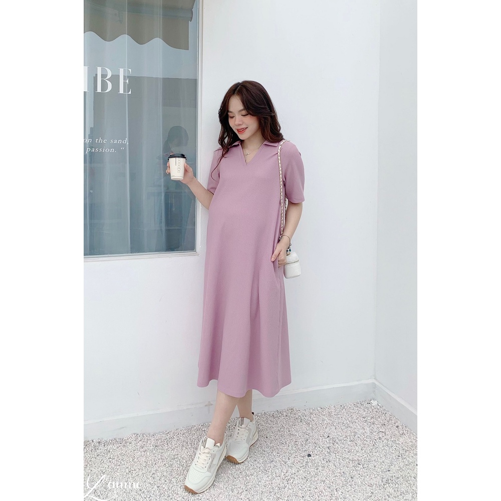 Váy bầu Rika Dress cổ polo dáng basic dễ mix match đồ thiết kế bởi LAMME