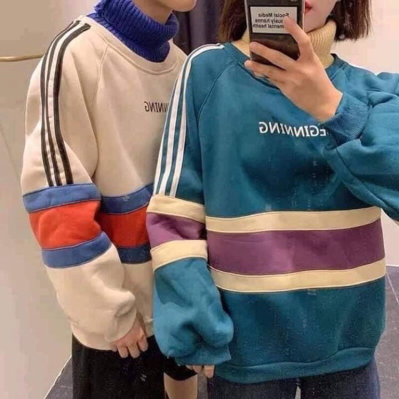 Áo swater phối sọc nỉ bông HANA65