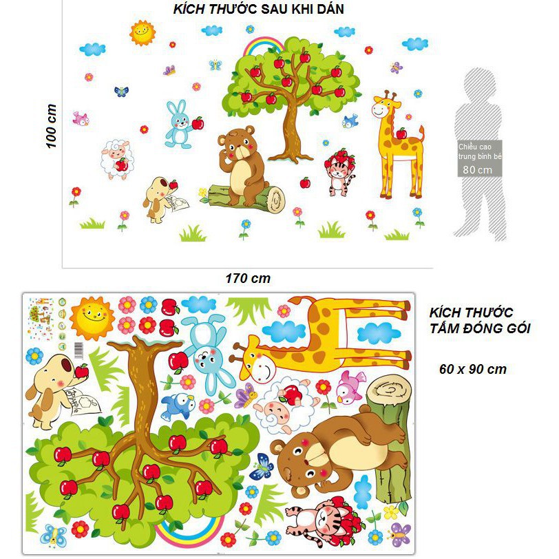 [XẢ HÀNG] Decal trang trí mầm non [GIÁ SĨ] tranh vườn thú cho bé yêu - bán chạy nhất Tp.HCM