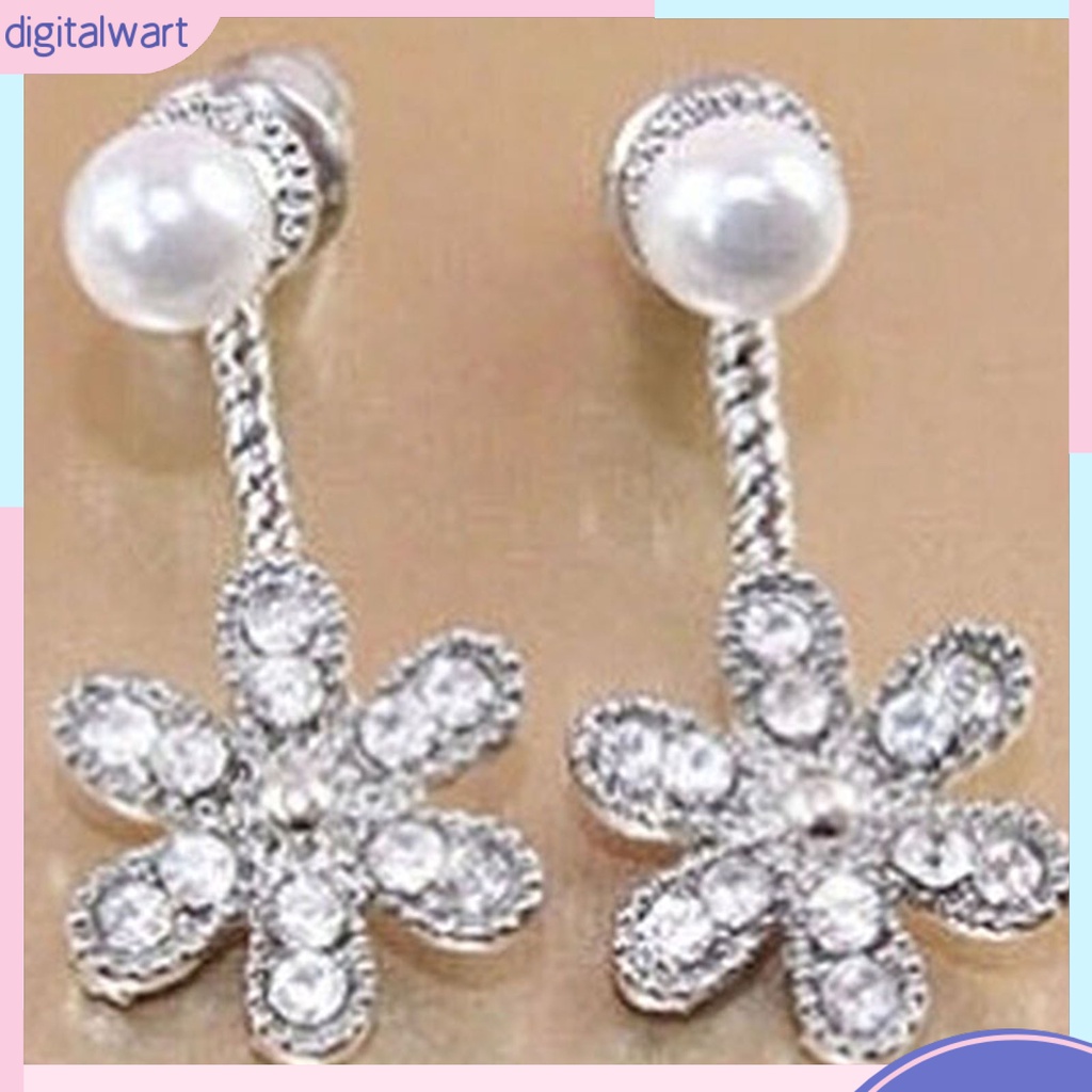 Khuyên tai hợp kim hình hoa đính đá xinh xắn cho nữ