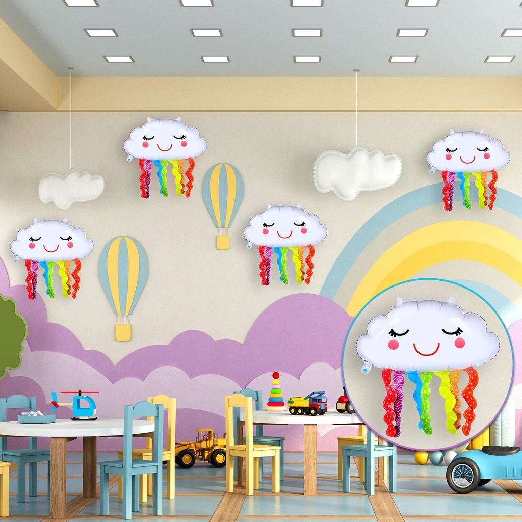 Bong Bóng Lá Nhôm Hình Mặt Cười Màu Cầu Vồng Cỡ Lớn Dùng Trang Trí Tiệc Sinh Nhật