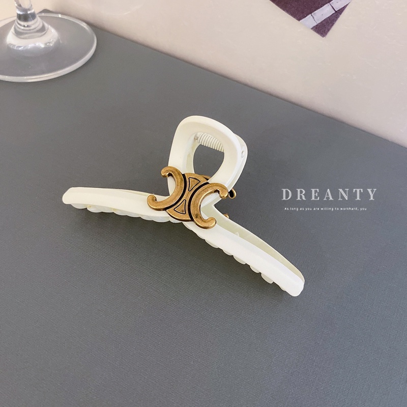 Kẹp Tóc Hình Học Màu Cà Phê In Chữ Đơn Giản Thời Trang Hàn Quốc