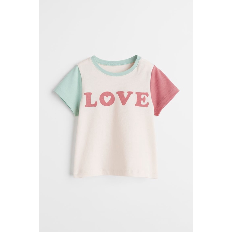 Áo phông trắng cầu vồng hello HM H&M_hàng chính hãng authentic