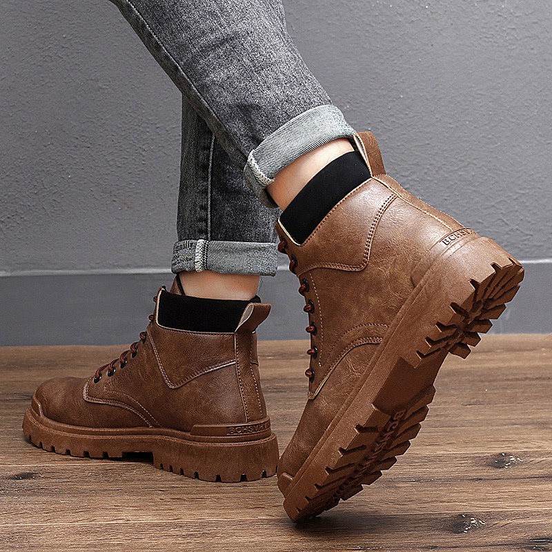 Giày bốt chelsea da cổ cao thời trang cho nam