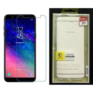 Bộ 1 Kính Cường Lực và Ốp Lưng dẻo trong suốt cho Samsung Galaxy J6+ / J6 Plus