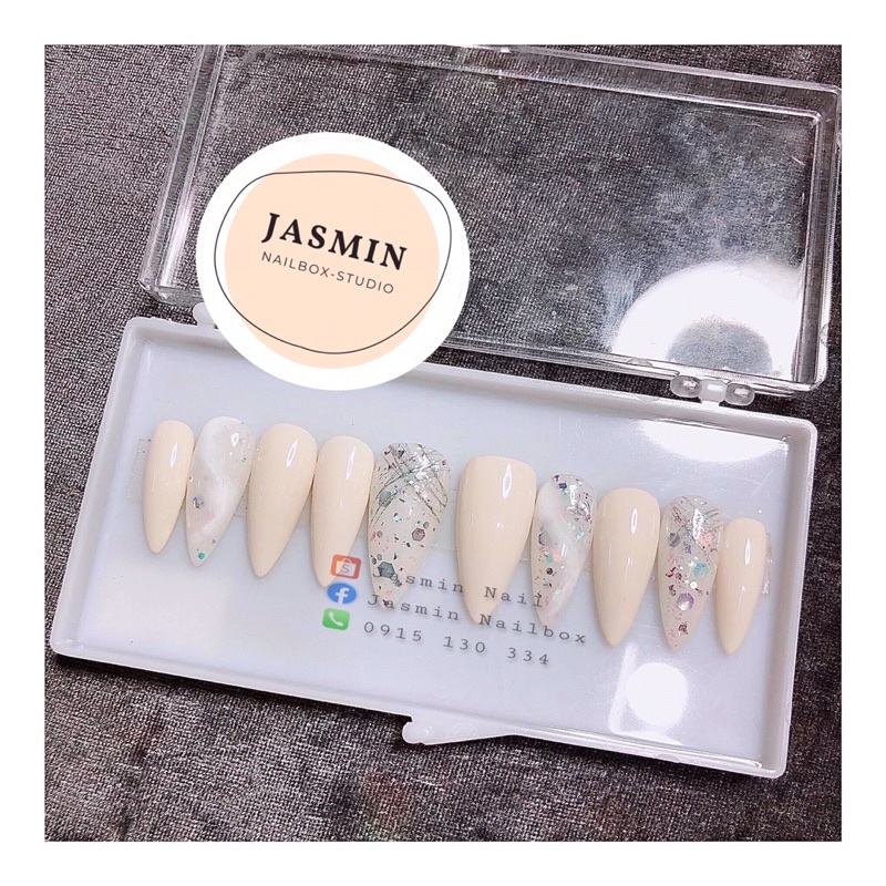 [ NAIL BOX ] nailbox móng úp thiết kế sẵn mẫu tone nude ẩn nhủ có làm theo yêu cầu