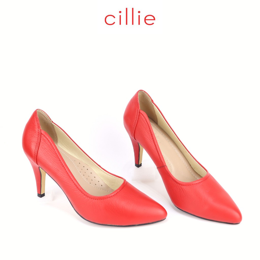 Giày cao gót nữ mũi nhọn da thật êm mềm gót nhọn thanh lịch 9cm Cillie 3784