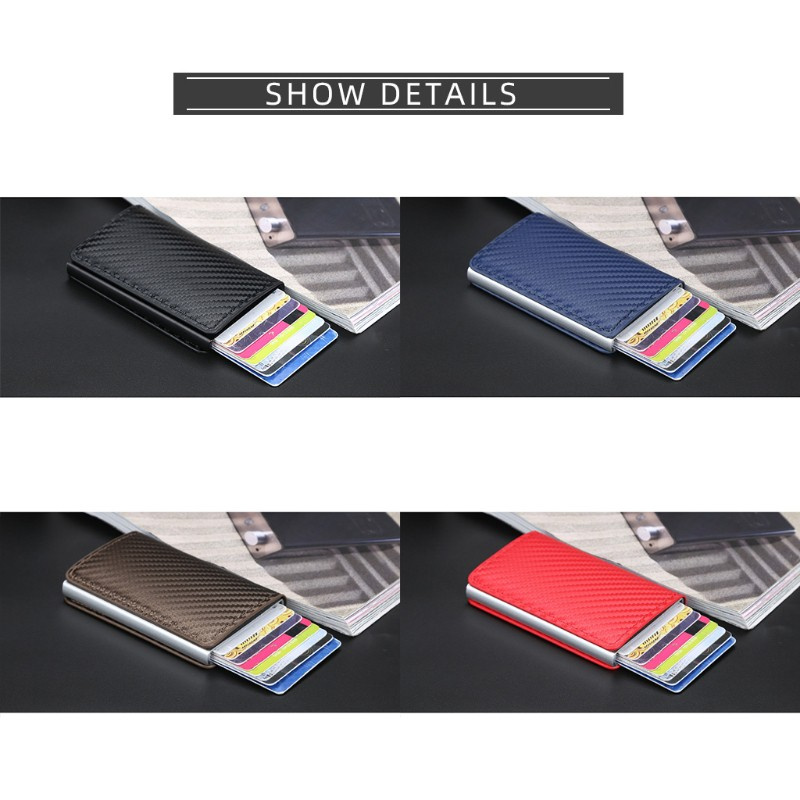 HAN  Vintage RFID Blocking Money Belt Wallet Automatic Pop-up Credit Card Case Purse Cash Pocket for Men