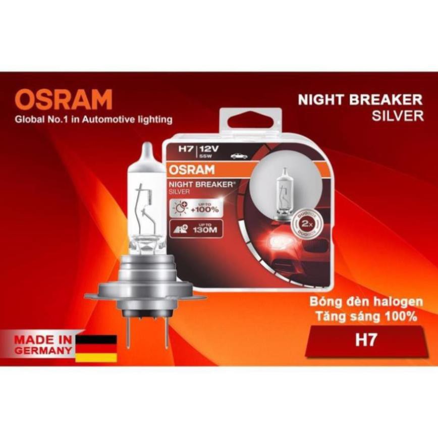 Bóng đèn halogen tăng sáng 100% OSRAM NIGHT BREAKER SILVER H7 12v 55w