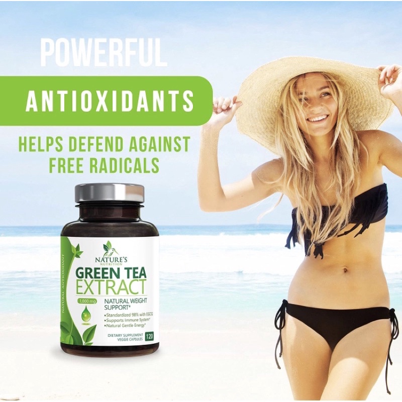 Viên uống trà xanh thuần chay cô đặc Nature's nutrition Green Tea Extract 98% Standardized EGCG 120viên USA