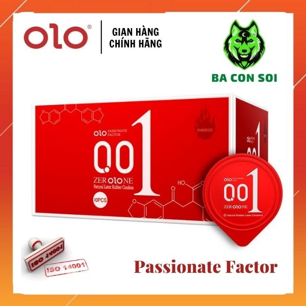 Bao Cao Su OLO 001 Passionate Factor Đỏ Nữ Thần - Siêu mỏng nhiều gel bôi trơn - 10 BCS - Ba Con Sói
