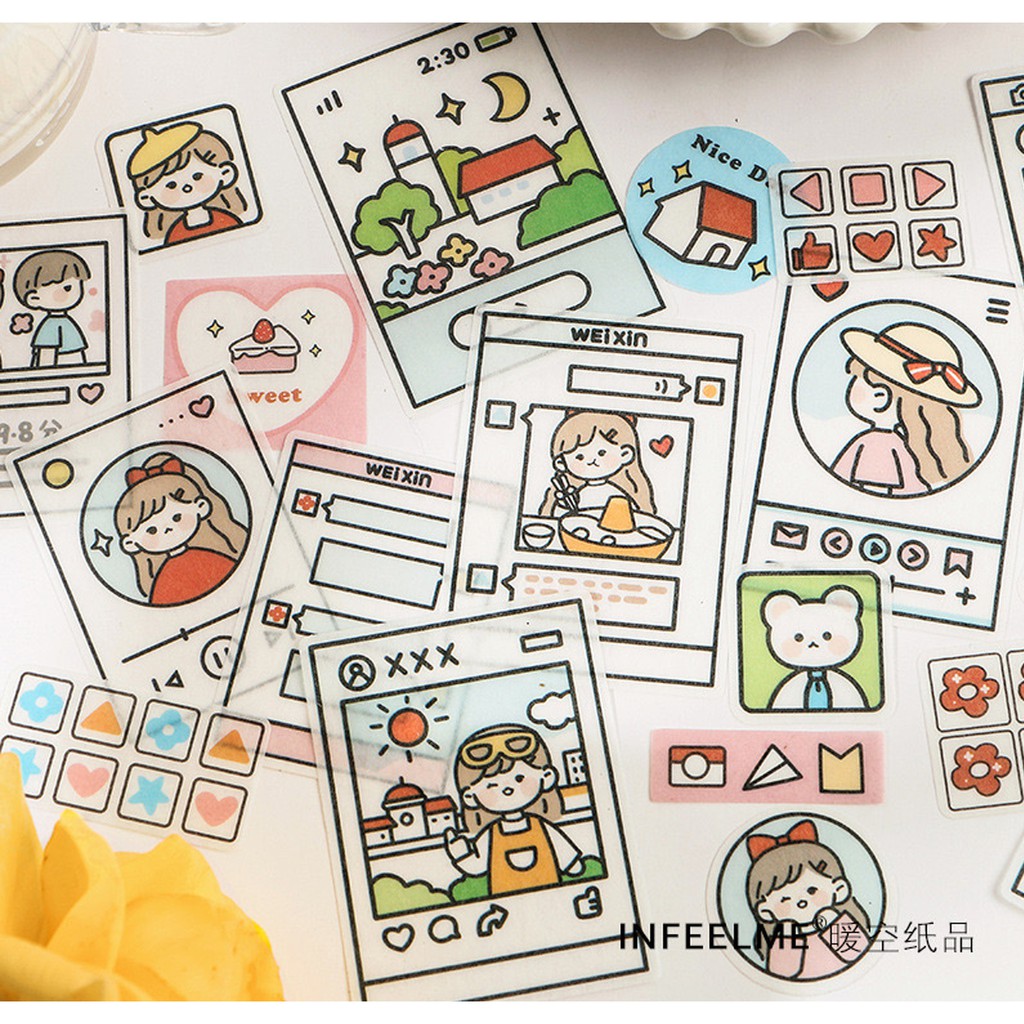 Set Sticker Cute Hoạt Hình Dễ Thương Anime Dụng Cụ Dán Trang Trí Sổ Góc Bàn Học Hoặc Mũ Bảo Hiểm 40 Miếng