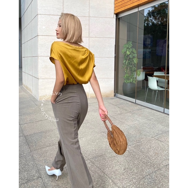 Quần tây nữ ống loe nhẹ công sở form dài chất carolang lưng cứng vừa MIEU - JA20