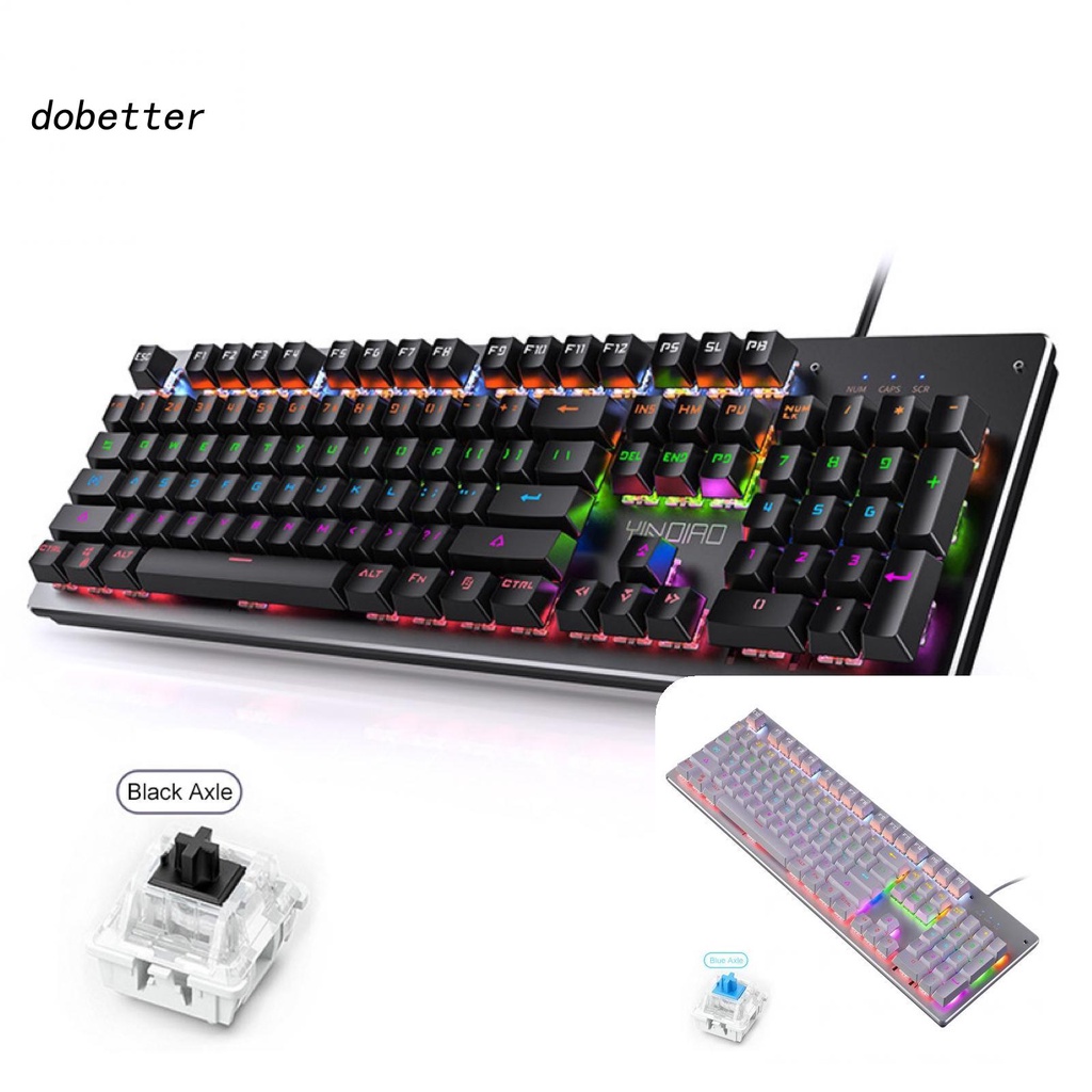 Bàn phím cơ chơi game có dây đèn LED RGB màu xanh dương/đen cho laptop