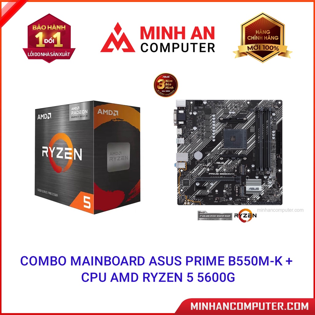 Combo Mainboard ASUS Prime B550MK + CPU AMD Ryzen 5 5600G