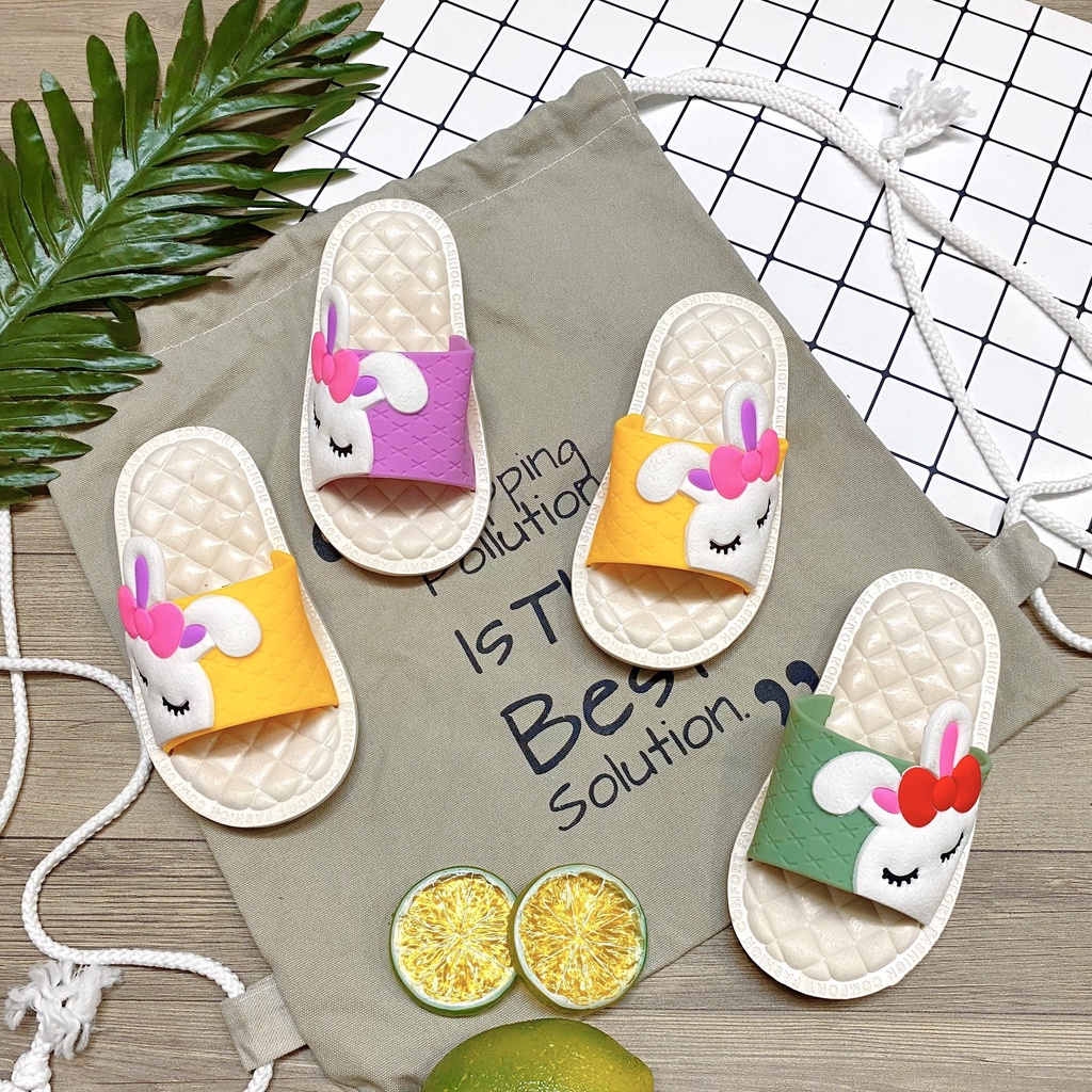 Dép quai ngang nhiều màu cho bé gái họa tiết thỏ xinh xắn - TT418