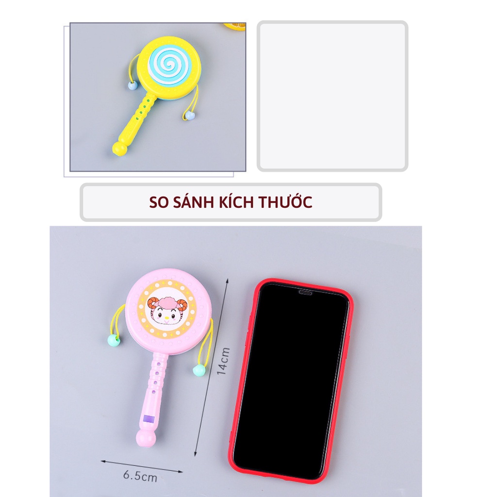 Đồ chơi trống lắc gỗ, Shop Bố Sam, hình con vật phát tiếng kêu kích thích phát triển vận động và giác quan của bé