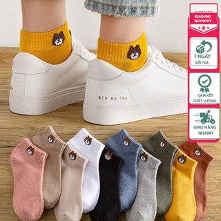 Tất gấu xinh Brown ulzzang tất nữ vintage Hàn Quốc dễ thương