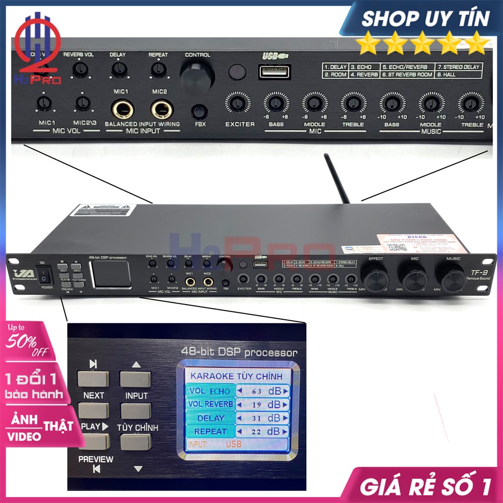 Vang Cơ Lai Số JA TF9 Karaoke Chống Hú Bluetooth-Optical, Vang Số Chỉnh Cơ Karaoke Chuyên Nghiệp-Quà 169K-H2Pro Audio