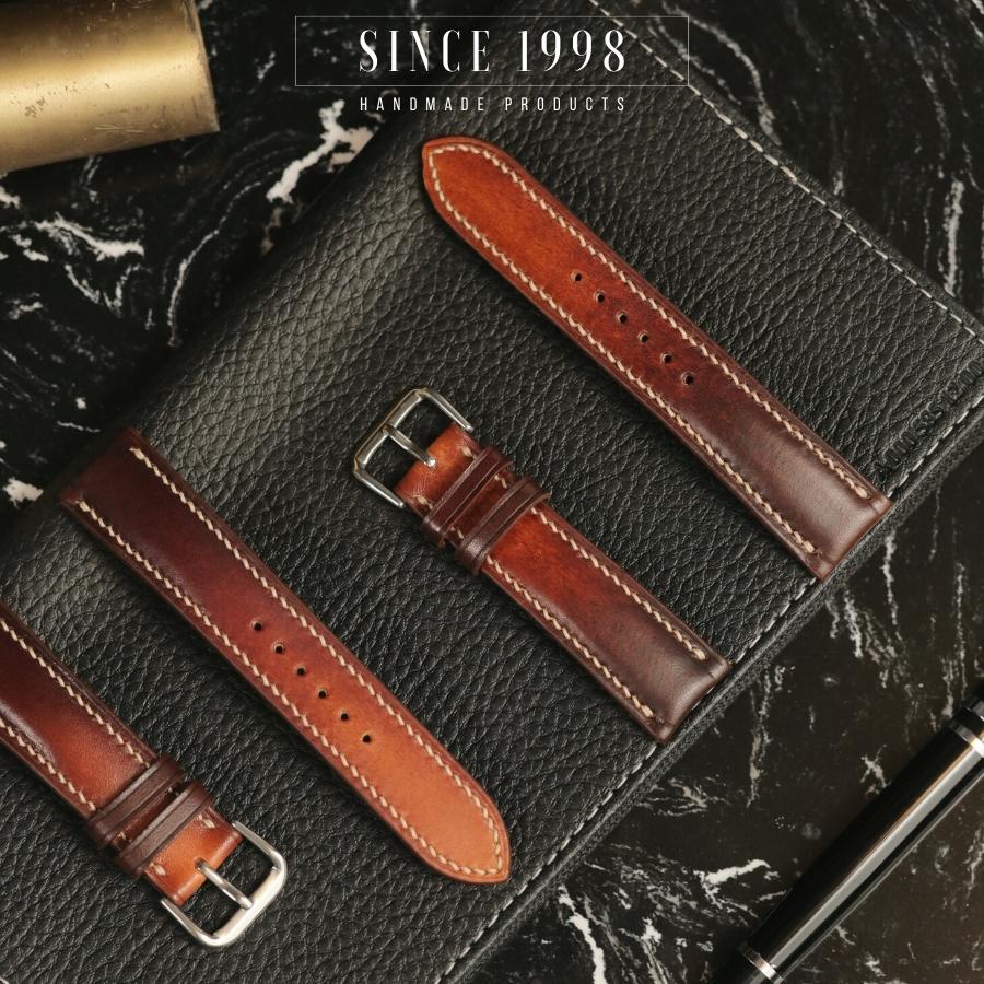 Dây Đồng Hồ Da Bò Nam 19mm 20mm 21mm 22mm 24mm, Da Thật, Handmade, Chống Nước, Chính Hãng, Màu Chuyển Sắc, BH 12 Tháng