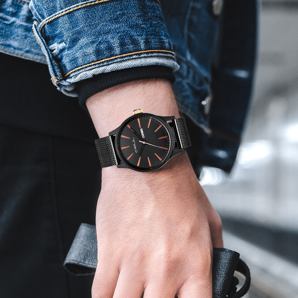 Đồng hồ quartz CRRJU chất liệu thép không gỉ chống thấm nước 2108m