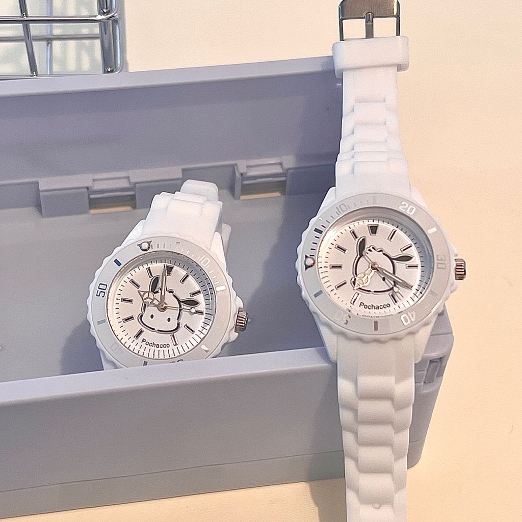 Đồng Hồ Đeo Tay Sanrio Pochacco Dây Thép Thiết Kế Đơn Giản Dùng Làm Quà Tặng Cho Cặp Đôi