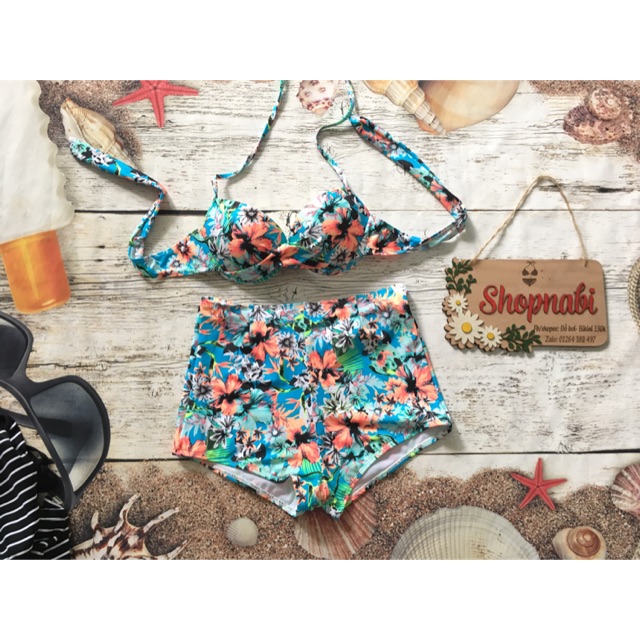 Đồ bơi bikini hoa mút dày nâng ngực