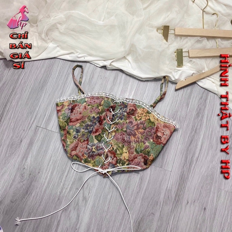 áo hai dây croptop nữ thổ cẩm đan dây mẫu mới thời trang 2021