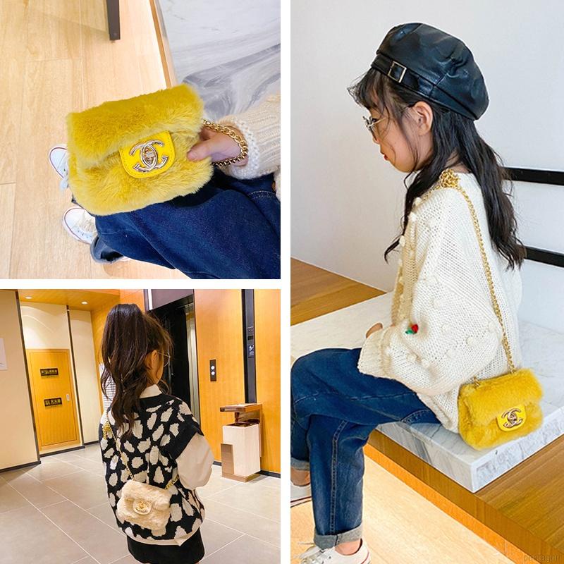 Túi Xách Lông Nhung Đeo Chéo Cho Bé Gái