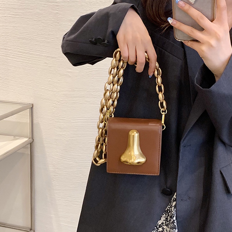 IELGY Túi Đeo Vai Hình Vuông Cỡ Nhỏ Phối Dây Xích Thời Trang Cho Nữ