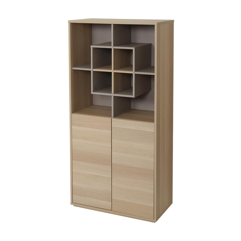 HomeBase FURDINI Tủ đựng đồ bằng gỗ ép có 8 ngăn mở dễ lắp ráp LAZIO Thái Lan W80xxH160xD40cm màu gỗ sồi cát