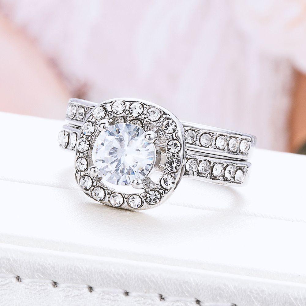 Bộ Nhẫn BORAG Trắng Sapphire Mới|Trang Sức Dự Tiệc Lấp Lánh