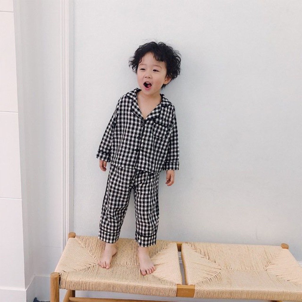 Quần áo trẻ em LiLa Kids, Bộ Pijama kẻ caro dài tay cho bé chất thô đũi cao cấp siêu hót cho bé từ 5-26kg
